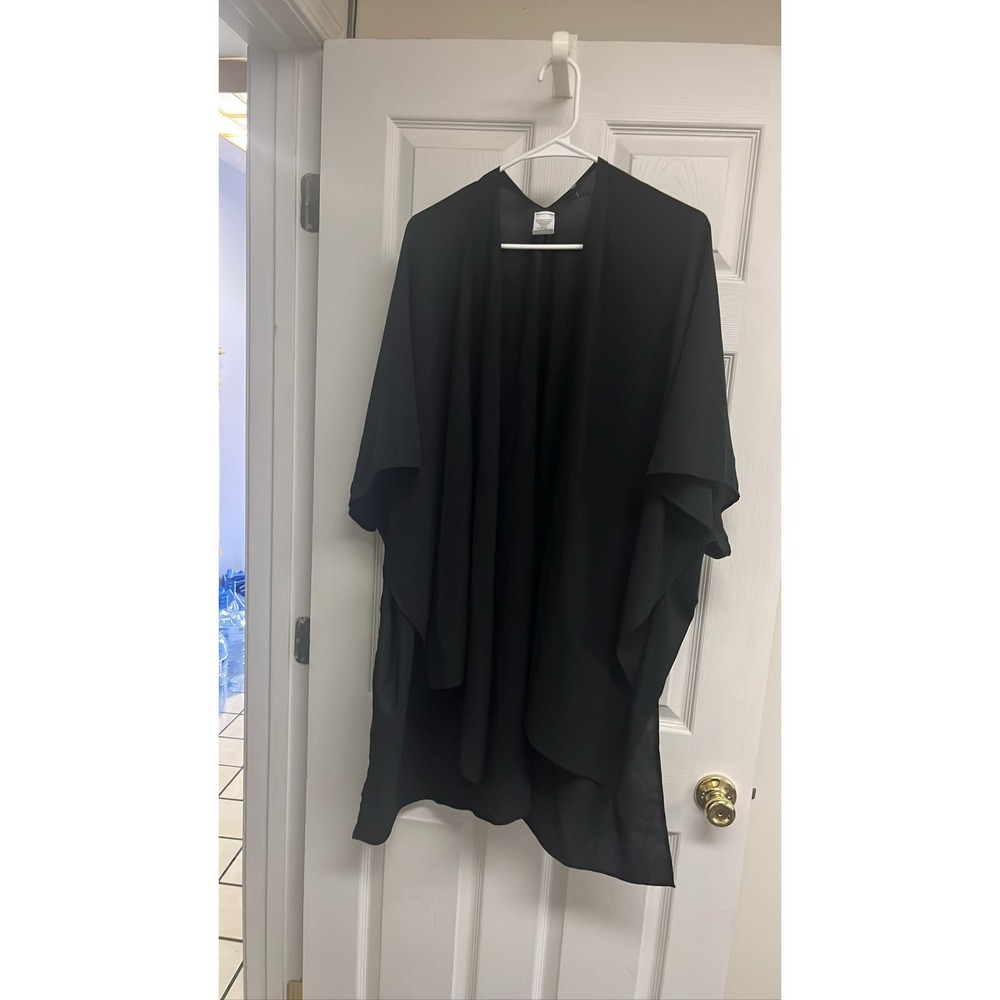 Black Sheer Open‎ Front Kimono Cape Cardigan Shrug Duster Overlay OS